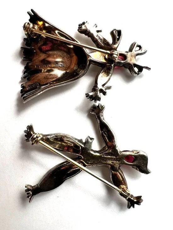 VTG 1940's Trifari by Alfred Phillipe SS Nenette & Rintintin Rag Doll Broaches - Picture 11 of 16